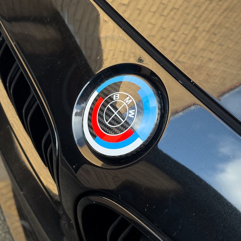 BMW 7 Series (G11/G12) 50th Anniversary Style Carbon Fibre Front Emblem (95MM) - Twenty Two Tuning Emblems and Badges