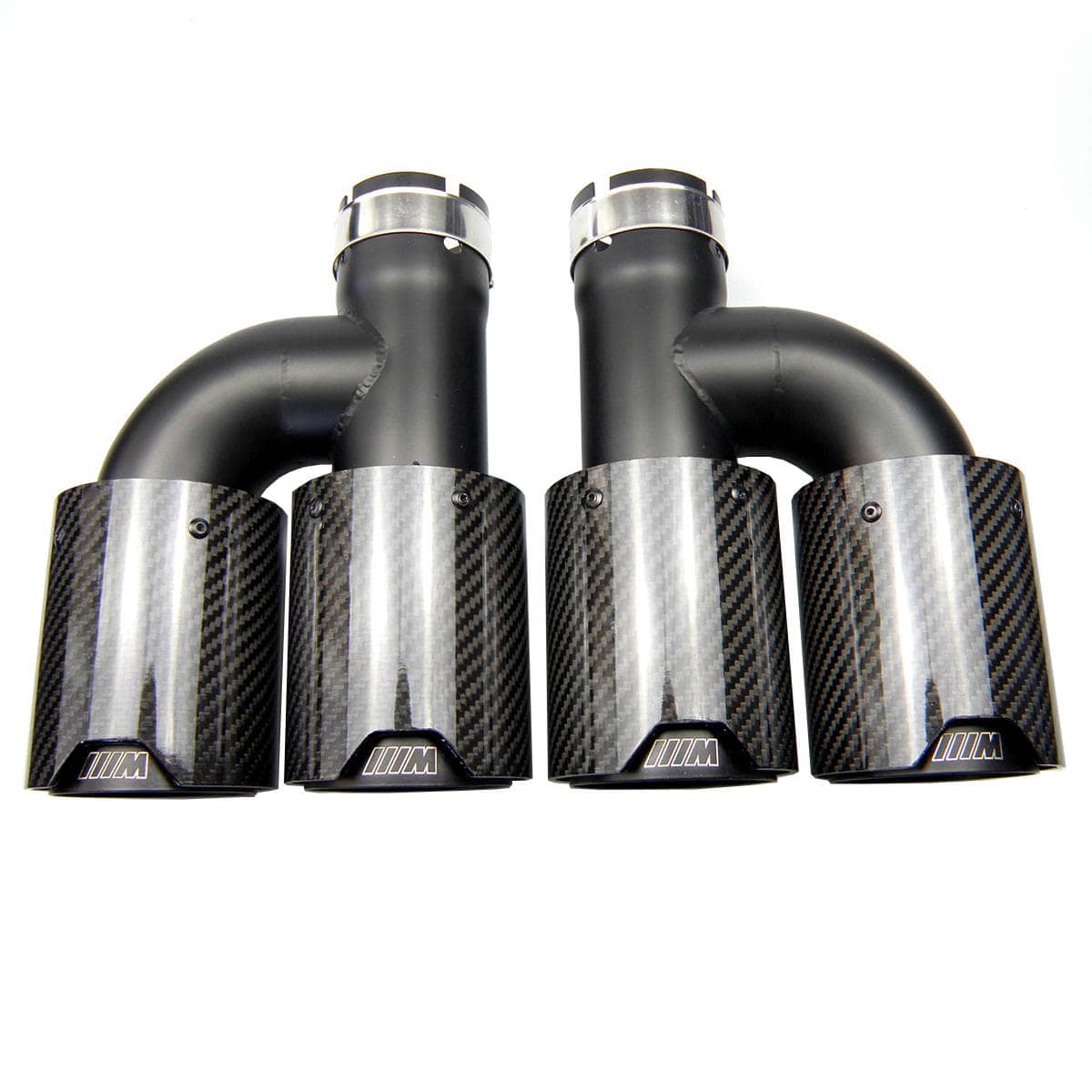 BMW Dual Black M Performance Style H Shape Carbon Fibre Exhaust Tips - Twenty Two Tuning Exhaust Tips