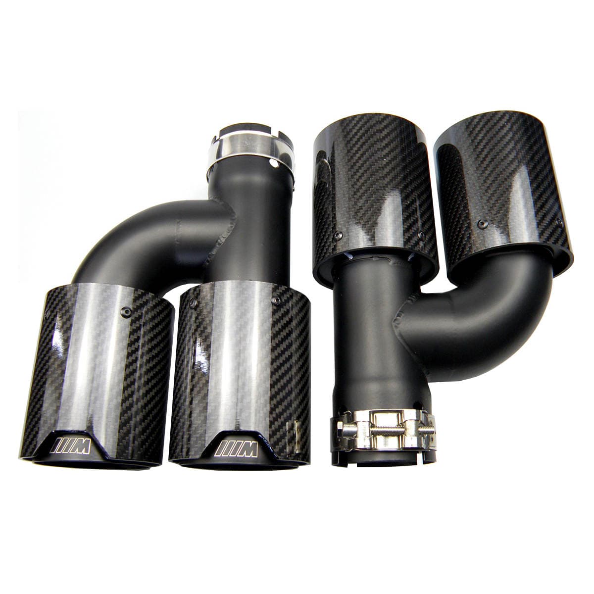 BMW Dual Black M Performance Style H Shape Carbon Fibre Exhaust Tips - Twenty Two Tuning Exhaust Tips