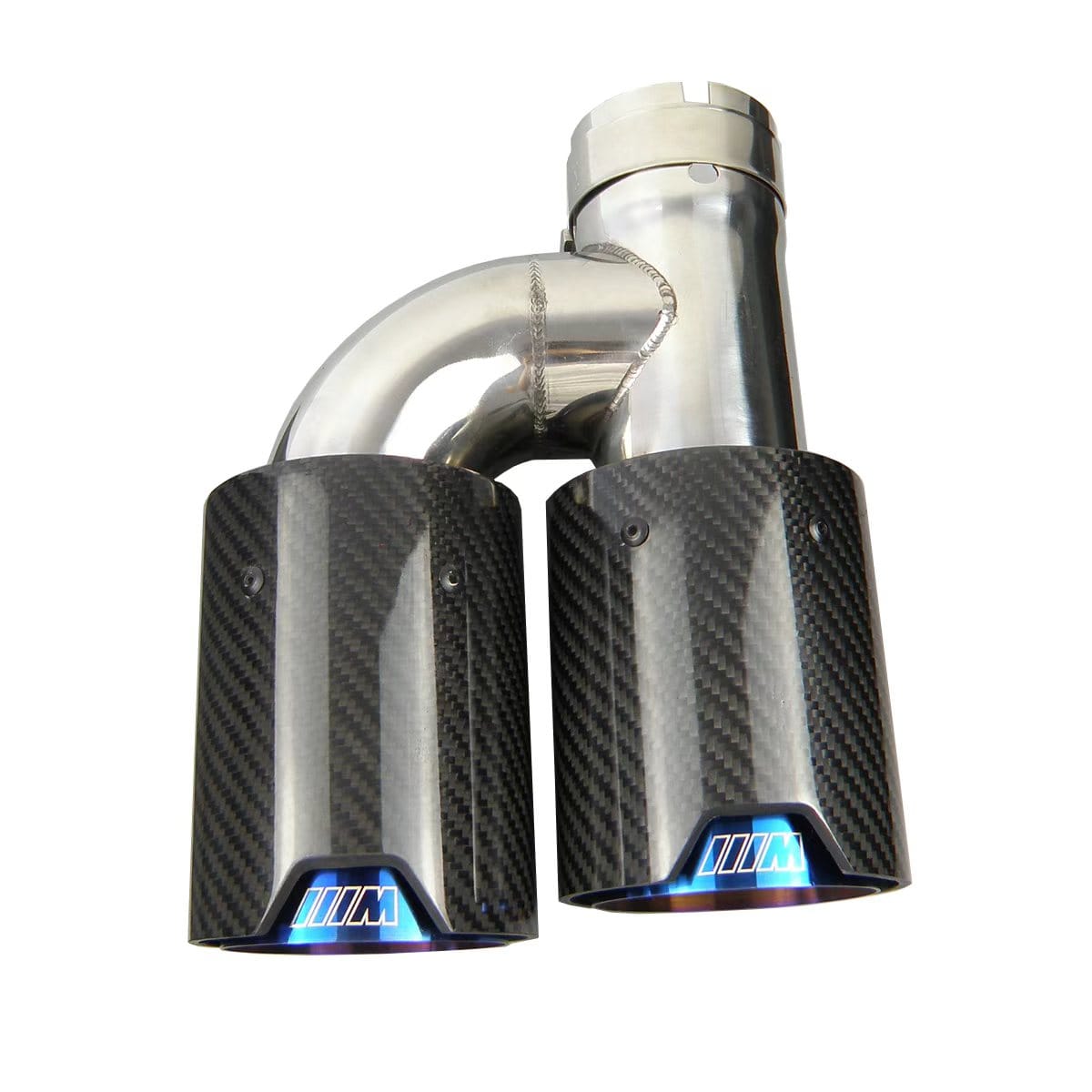 BMW Dual Blue M Performance Style H Shape Carbon Fibre Exhaust Tips - Twenty Two Tuning Exhaust Tips