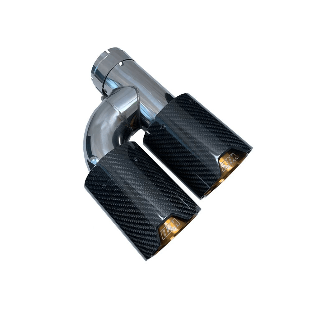 BMW Dual Gold M Performance Style H Shape Carbon Fibre Exhaust Tips - Twenty Two Tuning Exhaust Tips