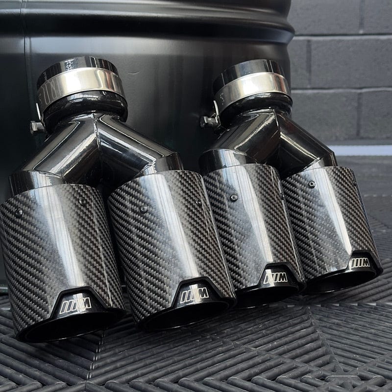 BMW Dual M Performance Style Black Carbon Fibre Exhaust Tips - Twenty Two Tuning Exhaust Tips