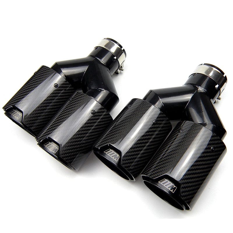 BMW Dual M Performance Style Black Carbon Fibre Exhaust Tips - Twenty Two Tuning Exhaust Tips