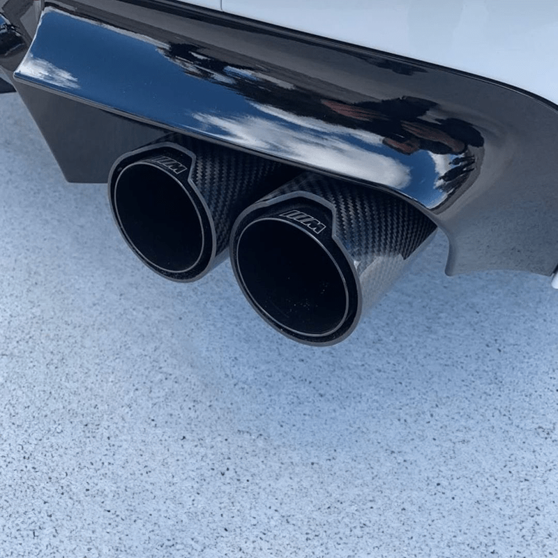 BMW Dual M Performance Style Black Carbon Fibre Exhaust Tips - Twenty Two Tuning Exhaust Tips
