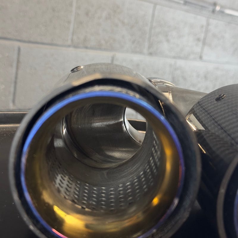 BMW M Performance Style Carbon Fibre Blue Dual Exhaust Tip (Single) - Twenty Two Tuning Exhaust Tips