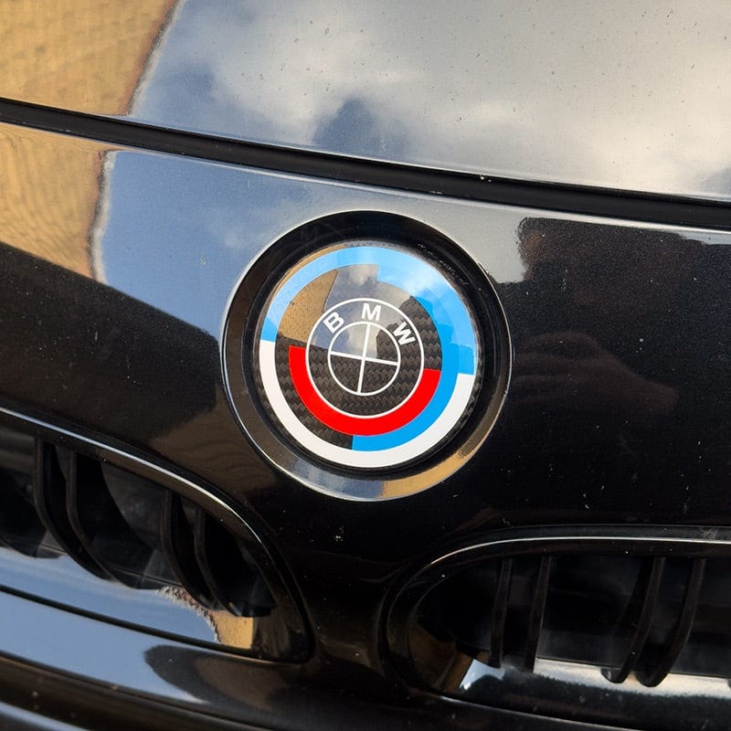 BMW M2 (F87) 50th Anniversary Style Carbon Fibre Rear Emblem (74MM) - Twenty Two Tuning Emblems and Badges