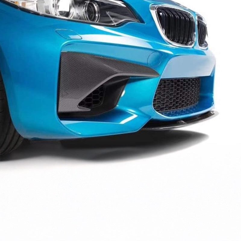 BMW M2 (F87) Strekken Style Carbon Fiber Front Vent Splitters - Twenty Two Tuning Front Canards/Bumper Inserts