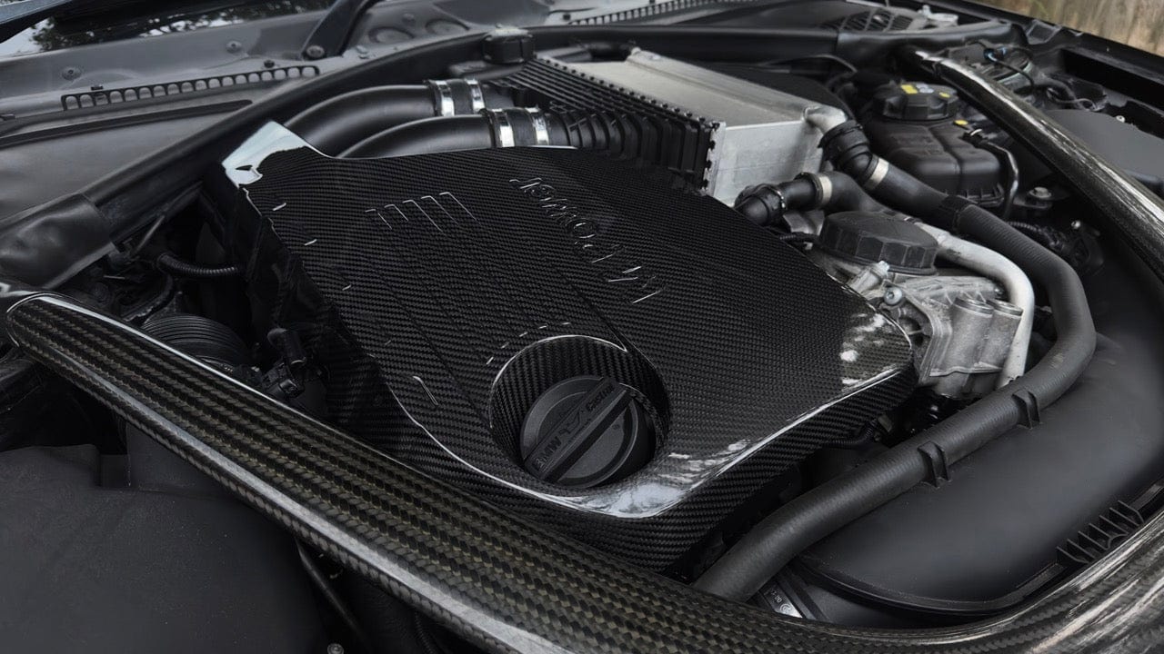 BMW M3/M4 (S55) M Performance Style Replacement Carbon Fibre Engine Cover - Twenty Two Tuning Engine Bay