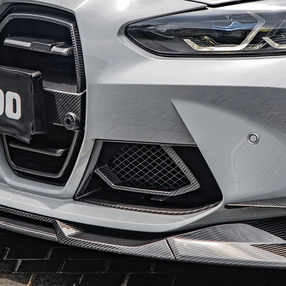BMW M3/M4 SOOQOO Carbon Fiber Front Air Vent Trims (G80/G81/G82/G83) - SOOQOO Official Front Canards/Bumper Inserts
