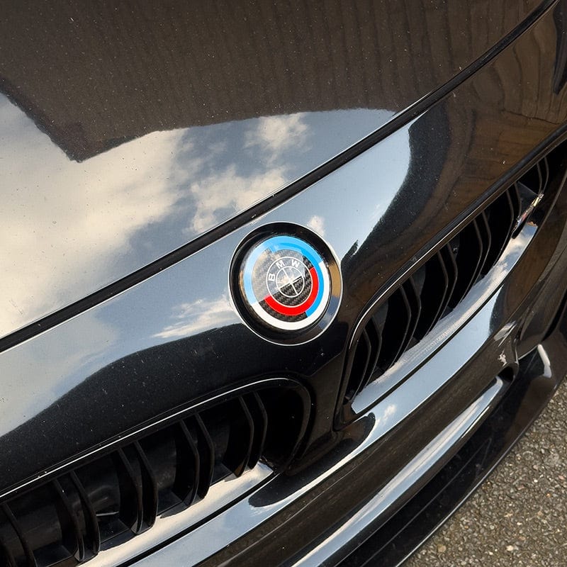 BMW M4 (F82) 50th Anniversary Style Carbon Fibre Rear Emblem (82MM) - Twenty Two Tuning Emblems and Badges
