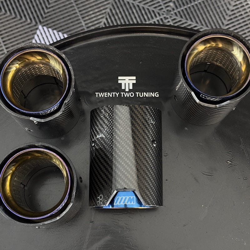 BMW M4 (F82/F83) Blue M Performance Style Carbon Fibre Exhaust Tips - Twenty Two Tuning Exhaust Tips