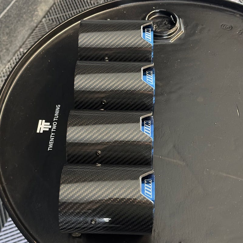 BMW M5 (F10) Blue M Performance Style Carbon Fibre Exhaust Tips - Twenty Two Tuning Exhaust Tips