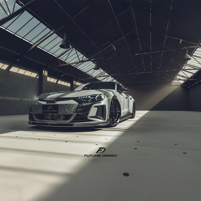 Future Design Carbon Fibre Front Lip Spoiler Compatible With Audi E-Tron GT