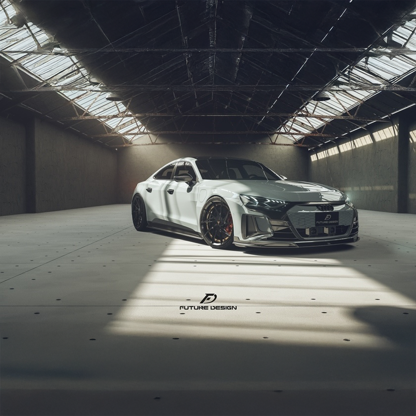 Future Design Carbon Fibre Front Lip Spoiler Compatible With Audi E-Tron GT