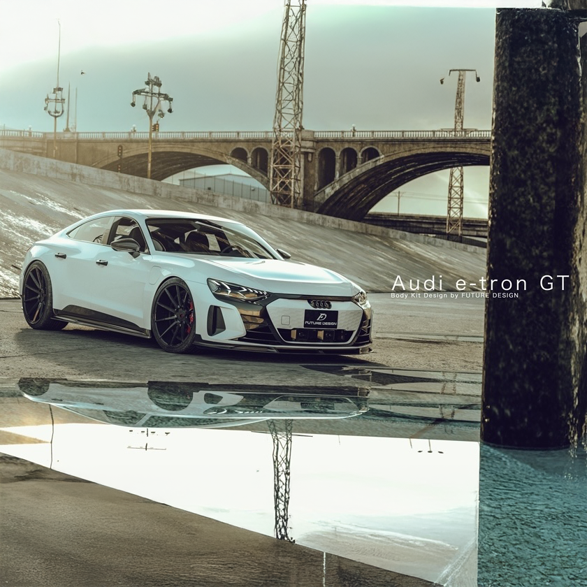 Future Design Carbon Fibre Front Lip Spoiler Compatible With Audi E-Tron GT