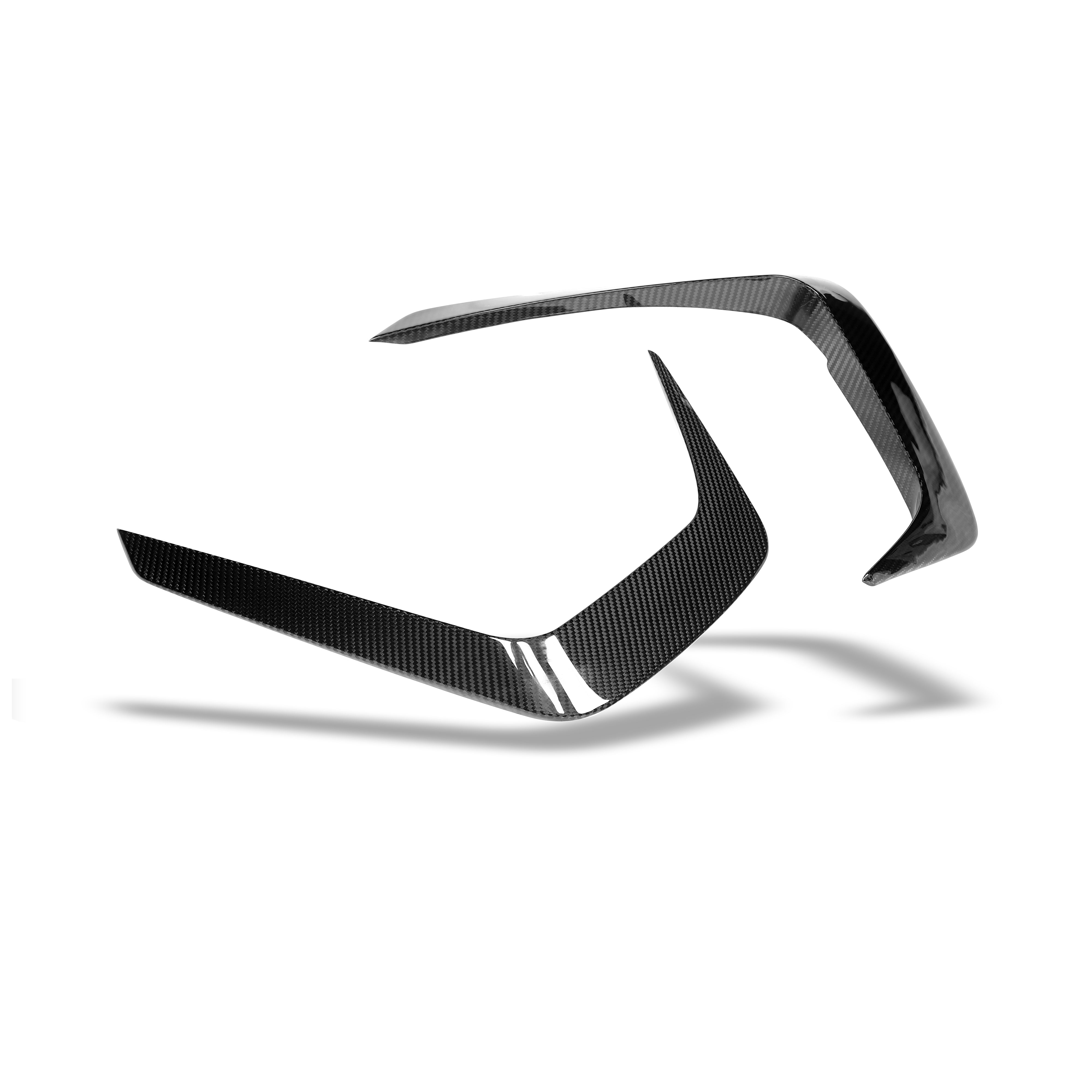 RevoZport Carbon Fiber Front Bumper Canards Compatible With BMW M8 F93