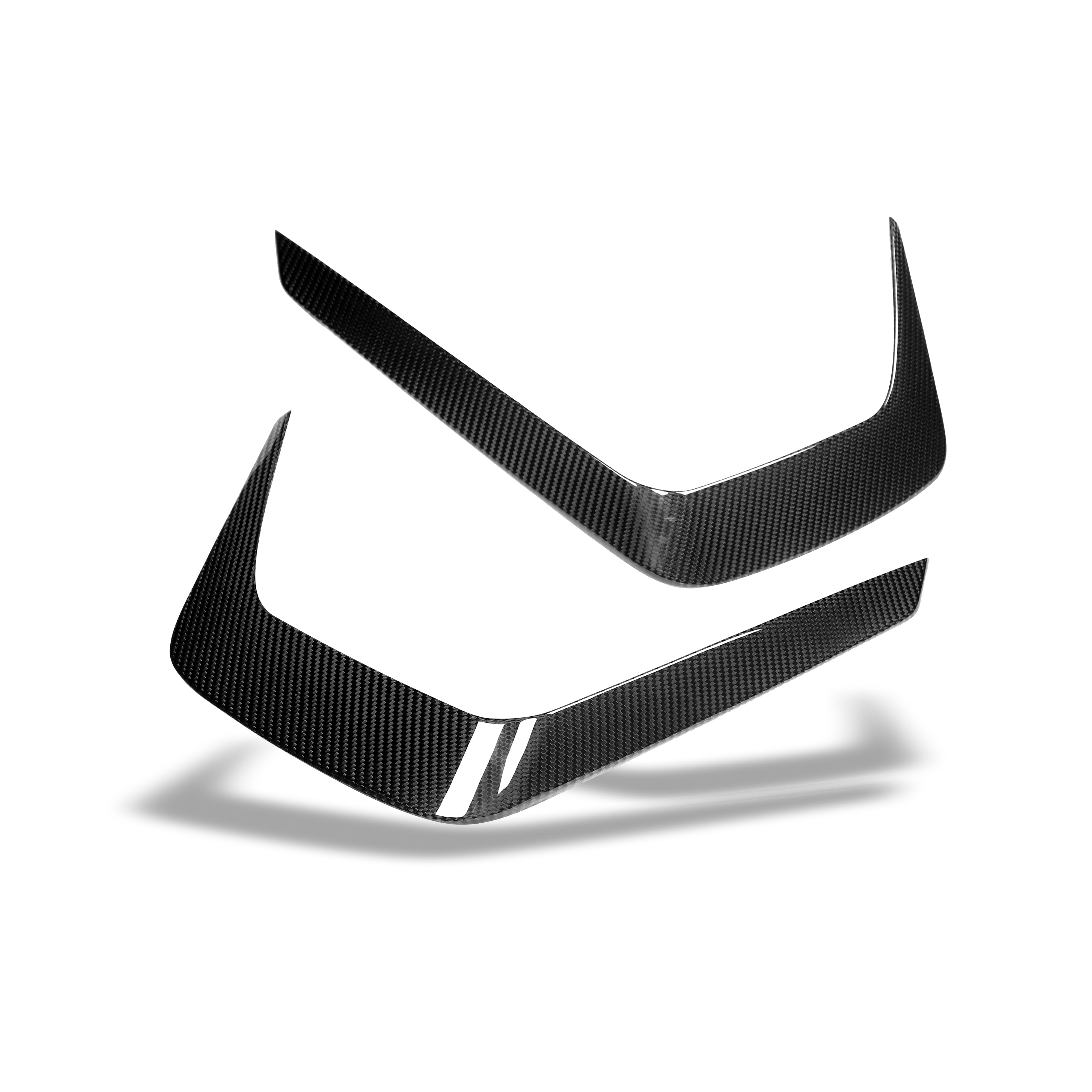RevoZport Carbon Fiber Front Bumper Canards Compatible With BMW M8 F93