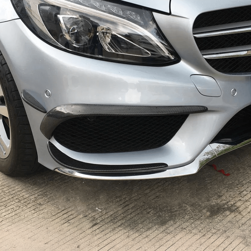 Mercedes Benz C-Class/C43 (A205/C205/W205) Carbon Fibre Front Fog Surround Trim - Twenty Two Tuning Front Canards/Bumper Inserts
