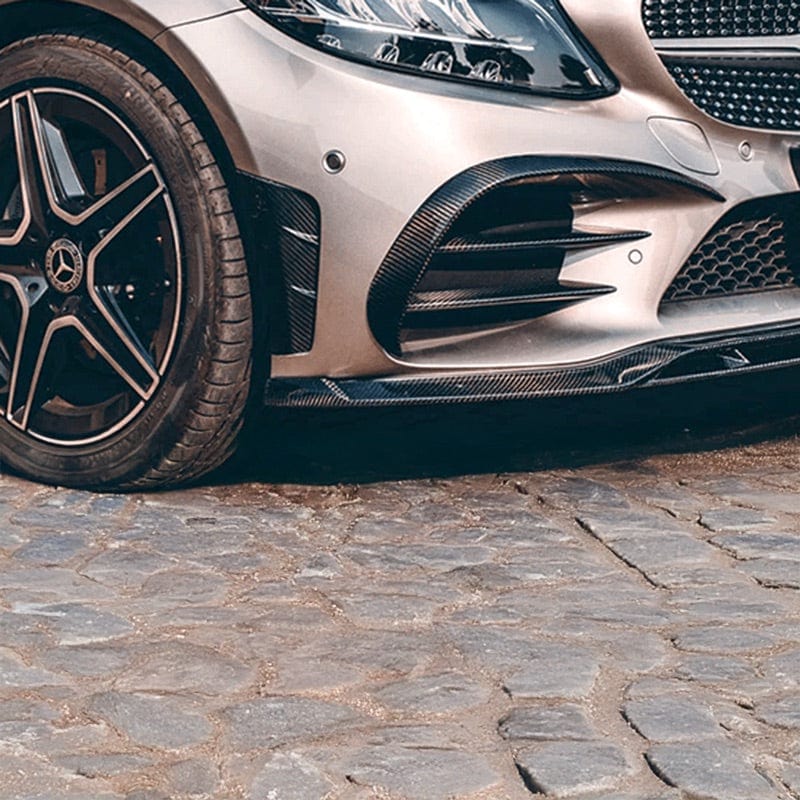 Mercedes Benz C-Class/C43 AMG Style Carbon Fibre Front Trim (W205/C205/S205/A205) - Twenty Two Tuning Front Canards/Bumper Inserts
