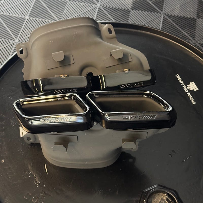 Mercedes Benz C-Class/C43 - C63 Style Black Chrome Exhaust Tips (W205/C205/A205/S205) - Twenty Two Tuning Exhaust Tips