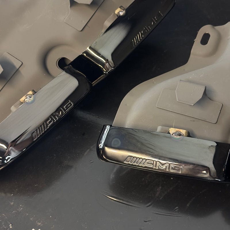 Mercedes Benz C-Class/C43 - C63 Style Black Chrome Exhaust Tips (W205/C205/A205/S205) - Twenty Two Tuning Exhaust Tips