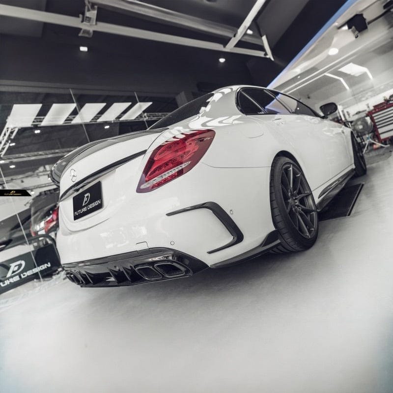 Mercedes Benz C-Class (W205) Future Design Carbon Fibre Rear Bumper Vent Surround - Future Design Rear Canards