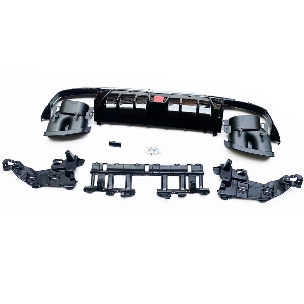 Mercedes Benz C63 (W205/S205) BRABUS Style Gloss Black Rear Diffuser And Exhaust Tips - Twenty Two Tuning Rear Diffuser