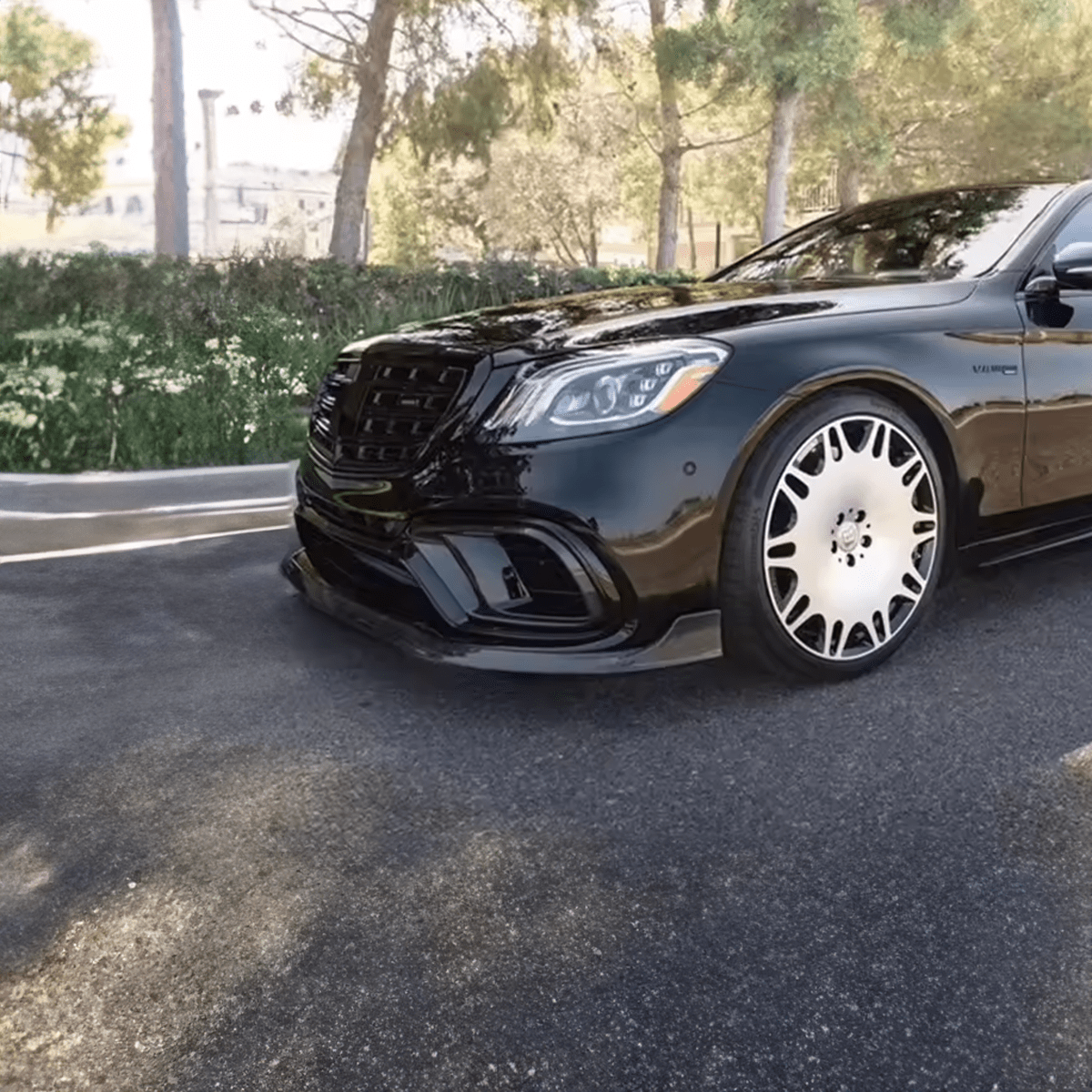 Mercedes Benz S63 (W222) BRABUS Style Carbon Fibre Front Lip Spoiler - Twenty Two Tuning Front Lip