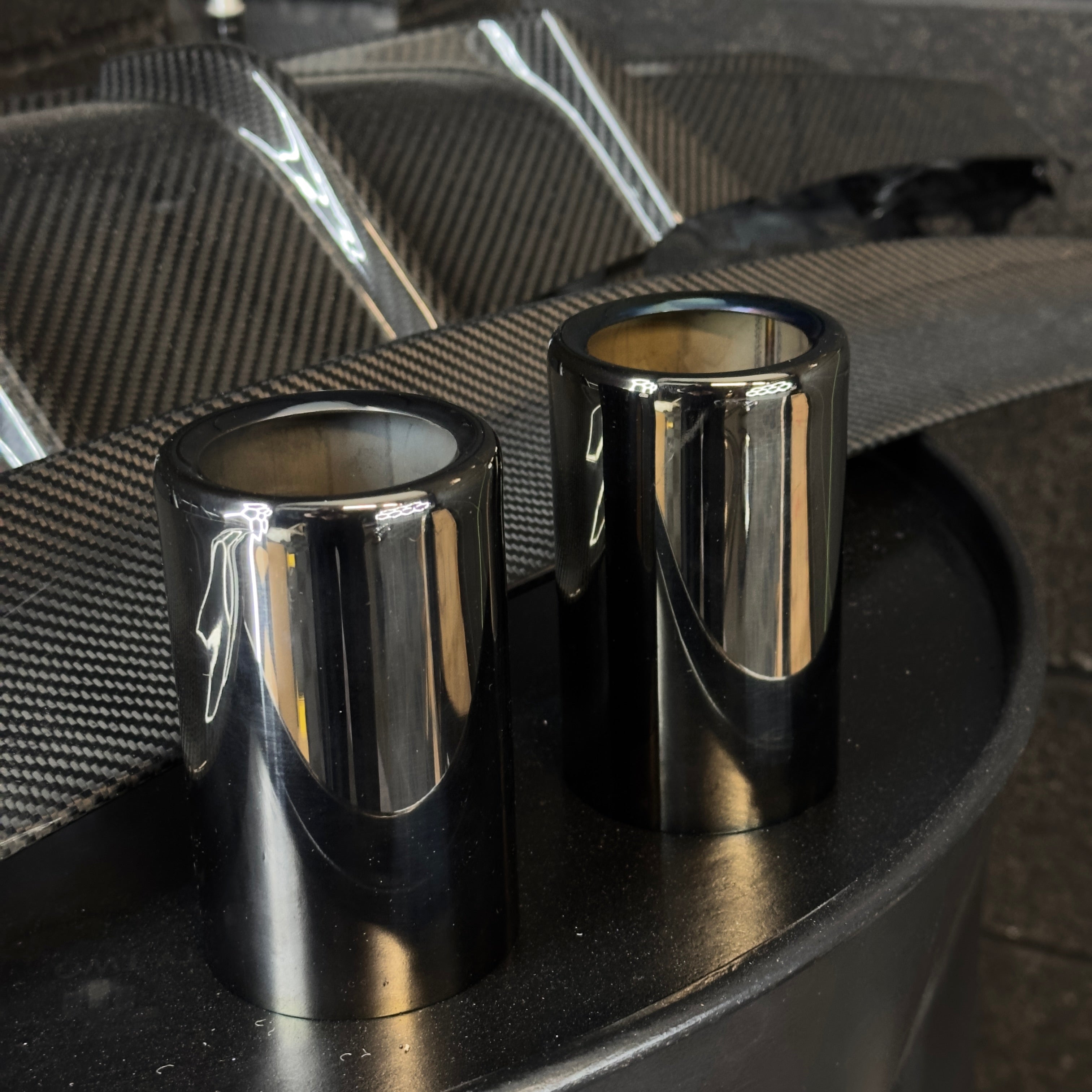 Replacement Twin Black Chrome Exhaust Tips - Compatible with BMW 1 Series (F20/F21) - Twenty Two Tuning Exhaust Tips