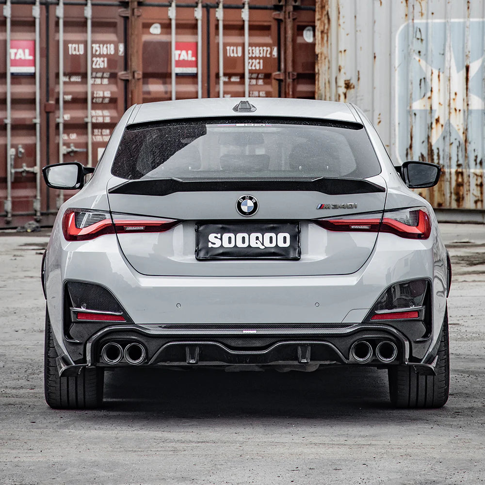 SOOQOO Carbon Fibre Dual Tip Rear Diffuser - Compatible with BMW 4 Series (G26) - SOOQOO Official Rear Diffuser