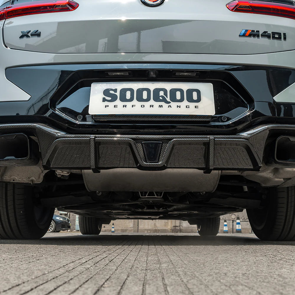 SOOQOO Carbon Fibre Rear Diffuser - Compatible with BMW X4 LCI (G02) - SOOQOO Official Front Lip