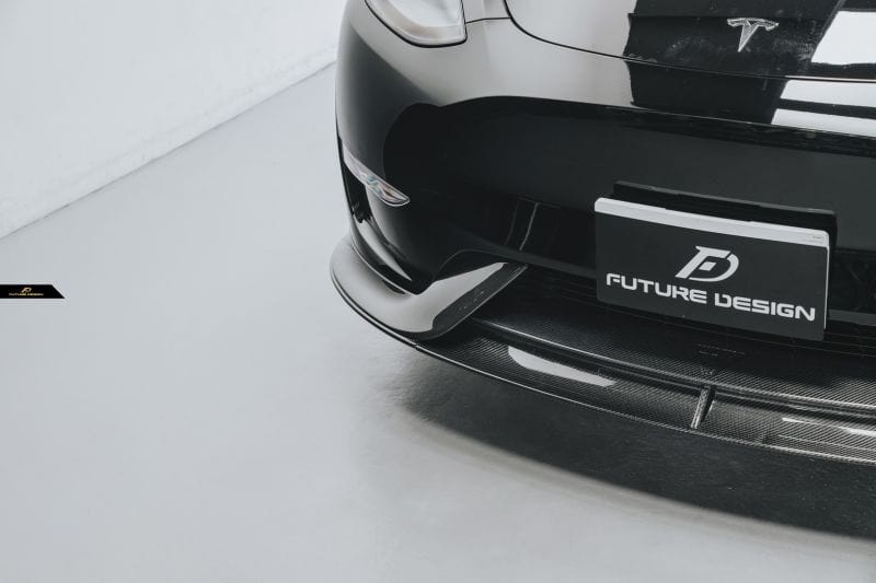 Tesla Model Y Future Design Carbon Fibre Front Lip Spoiler - Future Design Front Lip