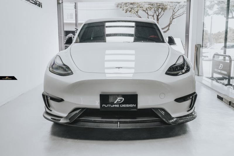Tesla Model Y Future Design Carbon Fibre Front Lip Spoiler - Future Design Front Lip