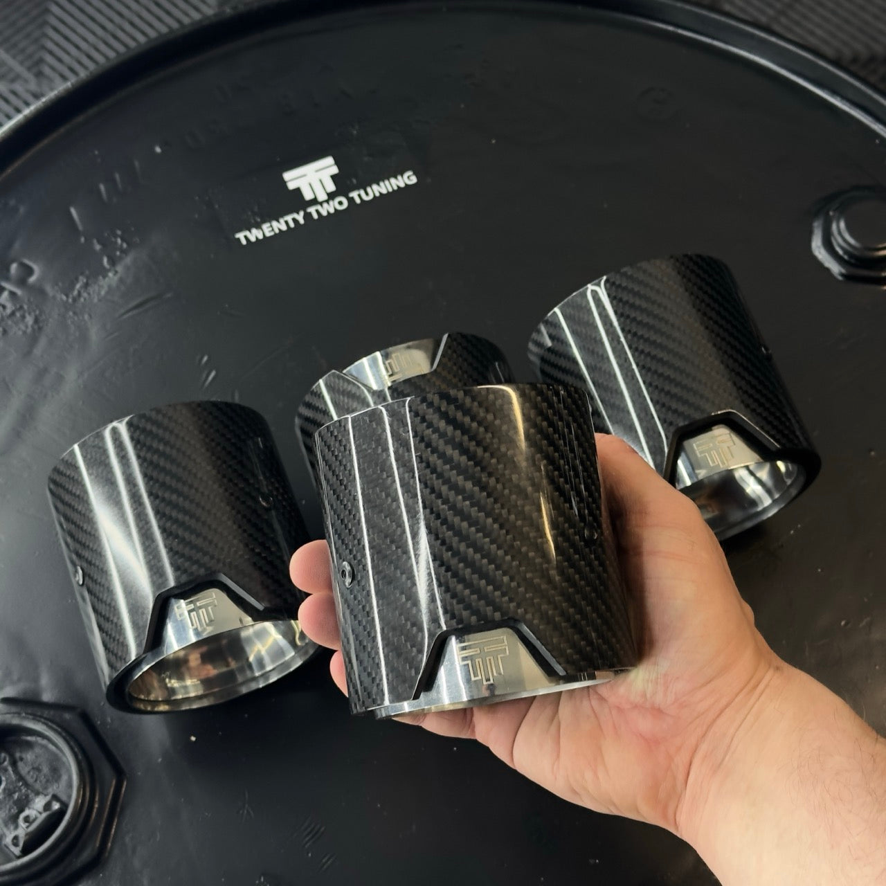 TTT Carbon Fibre Exhaust Tips - Compatible with BMW M3 (F80) - Twenty Two Tuning Exhaust Tips