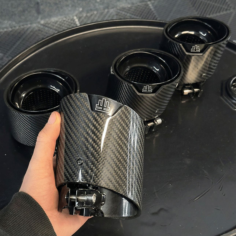 TTT Slash Cut Carbon Exhaust Tips - Compatible with BMW M3/M4 (G80/G81/G82/G83) - Twenty Two Tuning Exhaust Tips