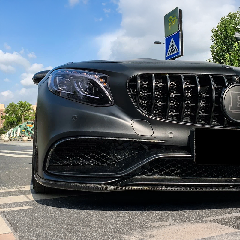 Bandeau inférieur de pare-chocs avant en fibre de carbone OEM+ compatible avec Mercedes S63 (C217/A217)