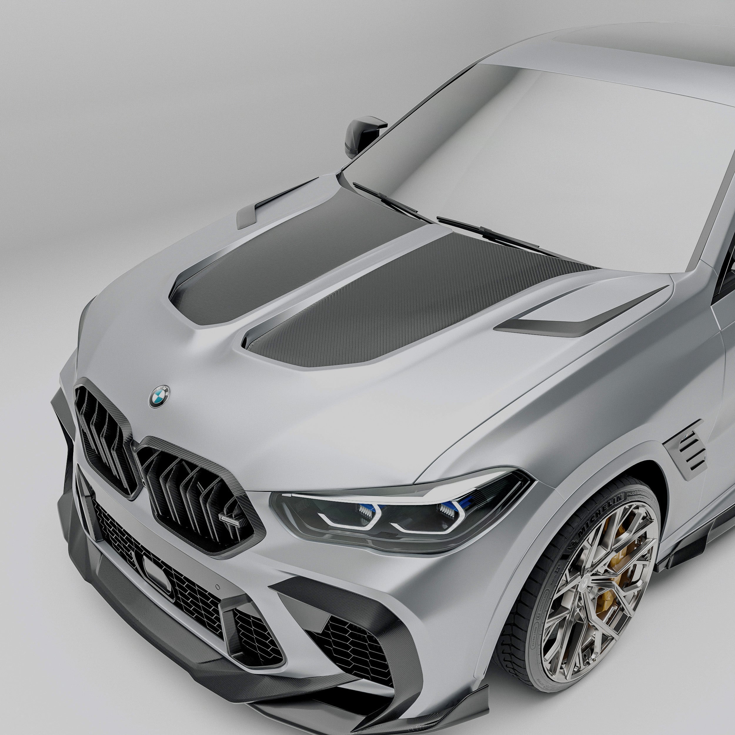 RevoZport Carbon Fiber Hood Compatible With BMW X6M F96 PRE LCI