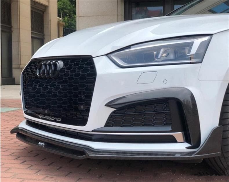 Audi A5/S5 (B9) S Line Saloon Carbon Fibre Front Fog Light Surrounds - Twenty Two Tuning Front Canards/Bumper Inserts