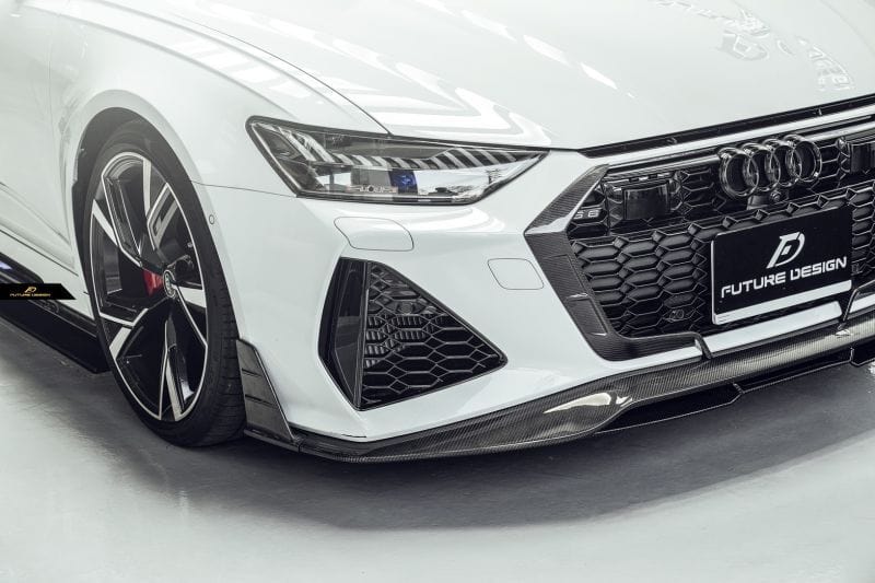 Audi RS6 Avant (C8) Future Design Carbon Fibre Front Lip Spoiler - Future Design Front Lip