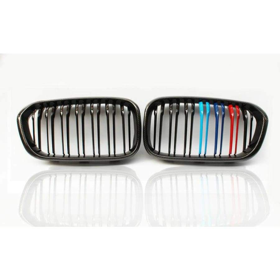 BMW 2 Series/M2 (F22/F87) Tri-Colour M Style Carbon Fibre Front Grilles - Twenty Two Tuning Front Grille