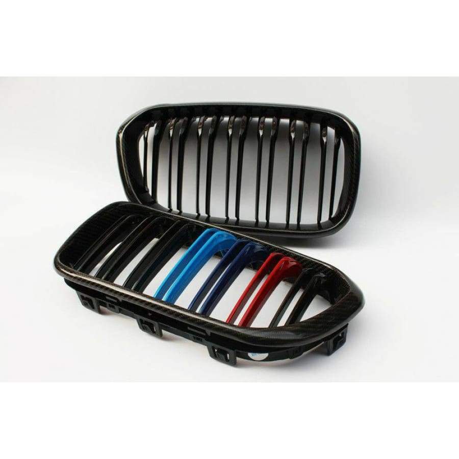 BMW 2 Series/M2 (F22/F87) Tri-Colour M Style Carbon Fibre Front Grilles - Twenty Two Tuning Front Grille