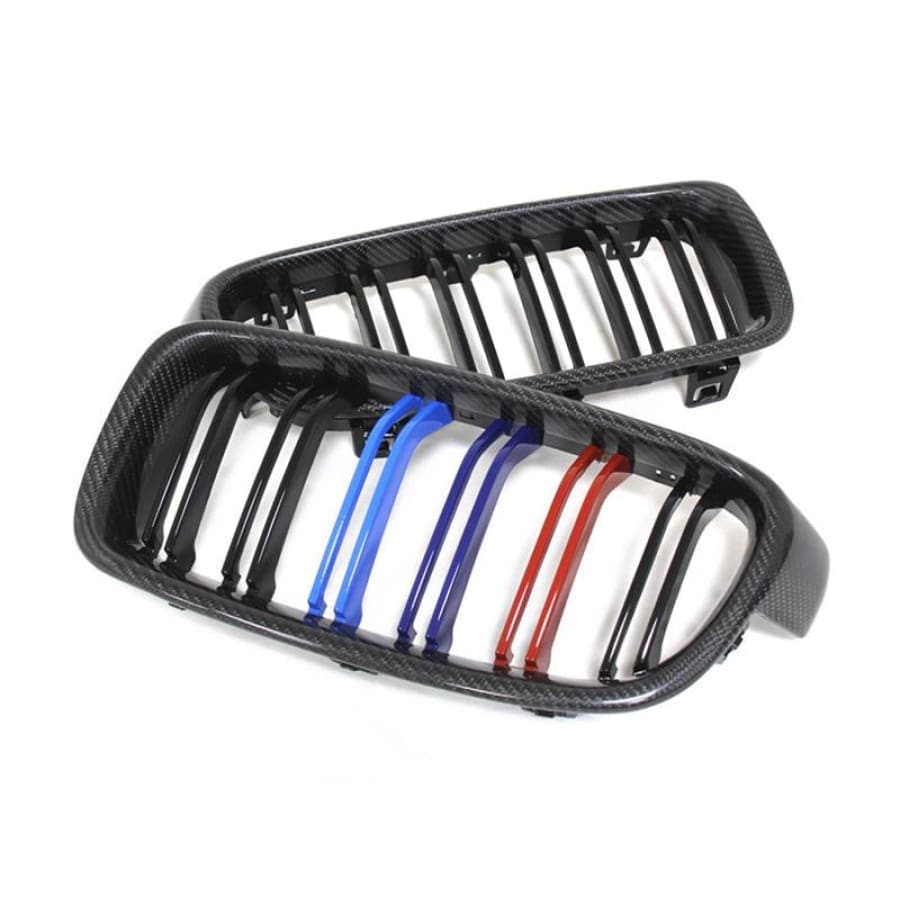 BMW 3 Series (F30/F31) Tri-Colour M Style Carbon Fibre Front Grilles - Twenty Two Tuning Front Grille