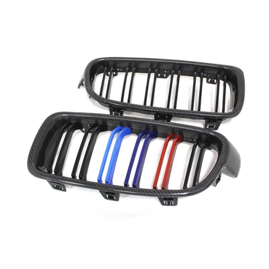 BMW 3 Series (F30/F31) Tri-Colour M Style Carbon Fibre Front Grilles - Twenty Two Tuning Front Grille