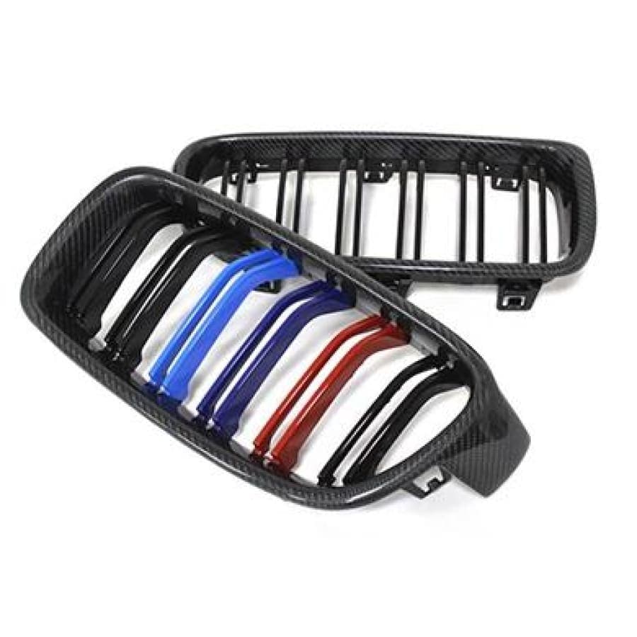 BMW 3 Series (F30/F31) Tri-Colour M Style Carbon Fibre Front Grilles - Twenty Two Tuning Front Grille