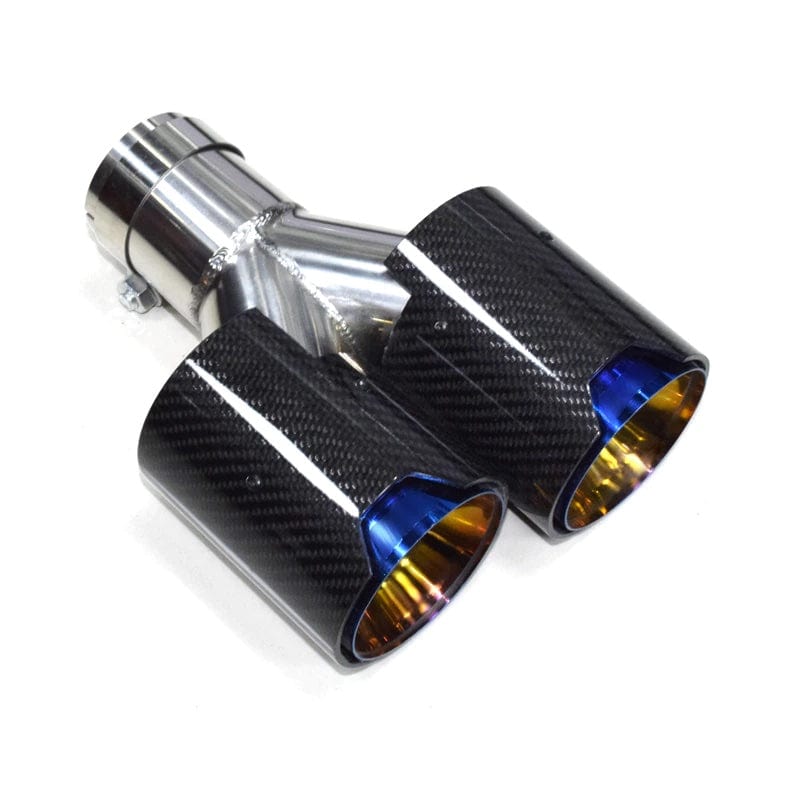 BMW Dual Blue M Performance Style Carbon Fibre Exhaust Tips - Twenty Two Tuning Exhaust Tips