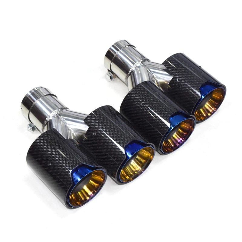 BMW Dual Blue M Performance Style Carbon Fibre Exhaust Tips - Twenty Two Tuning Exhaust Tips