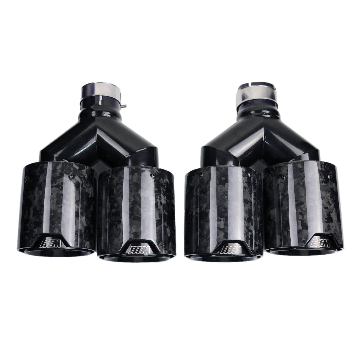 BMW Dual M Performance Style Black Forged Carbon Fibre Exhaust Tips - Twenty Two Tuning Exhaust Tips