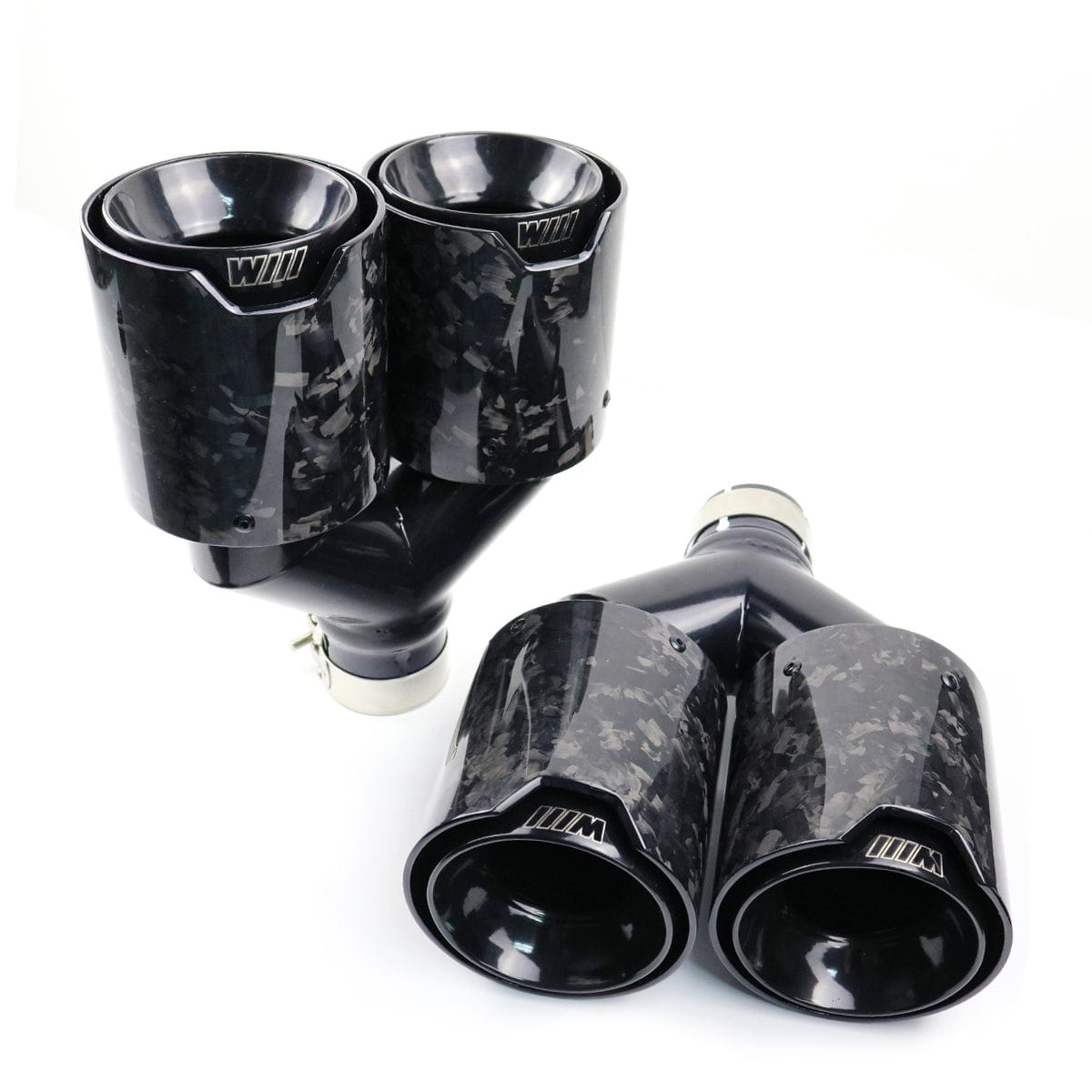 BMW Dual M Performance Style Black Forged Carbon Fibre Exhaust Tips - Twenty Two Tuning Exhaust Tips