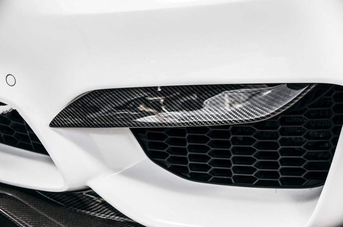 BMW M3/M4 (F80/F82/F83) M Performance Style Carbon Fibre Upper Bumper Trims - Twenty Two Tuning Front Canards/Bumper Inserts