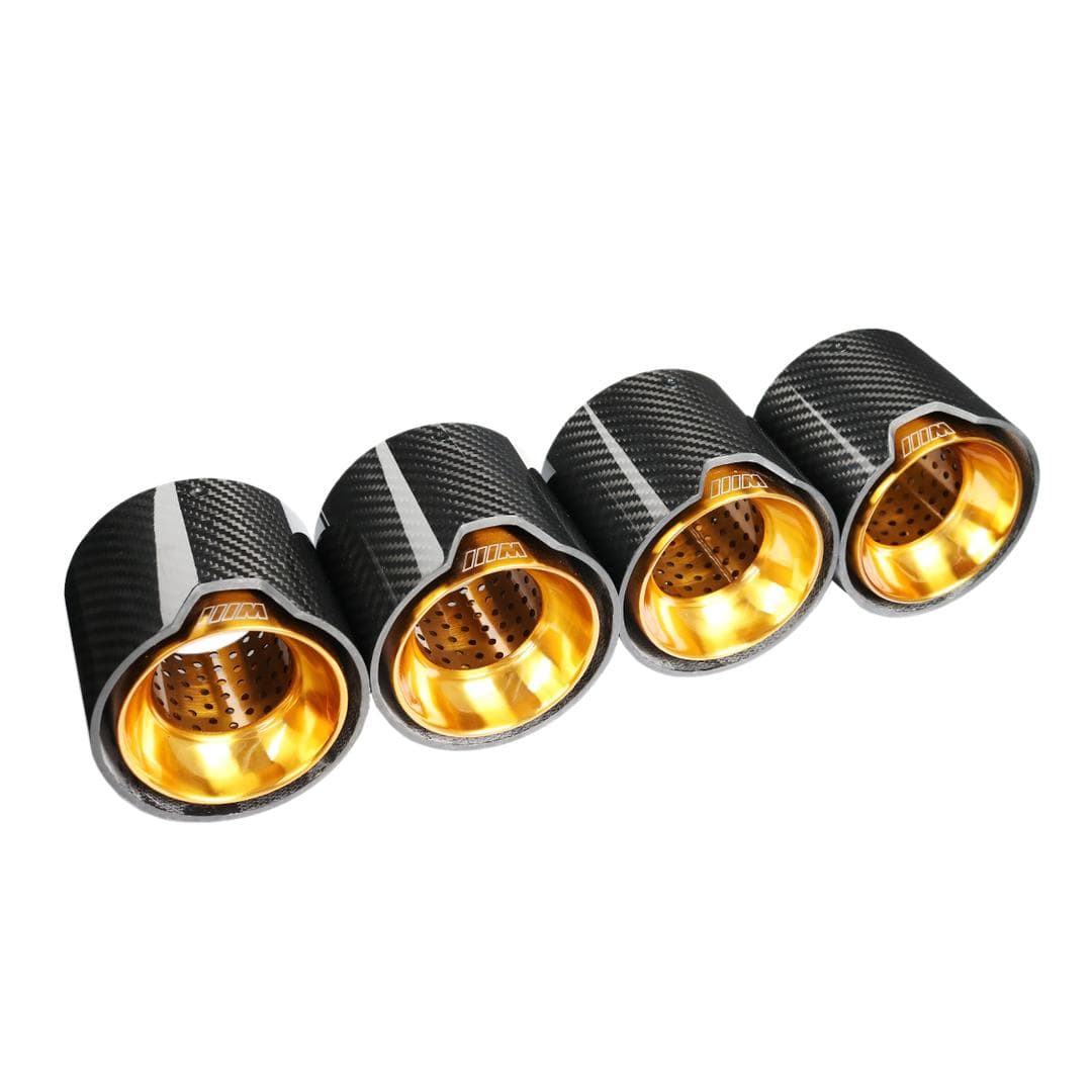 BMW M3/M4 Gold M Performance Style Carbon Fibre Exhaust Tips (G80/G81/G82/G83) - Twenty Two Tuning Exhaust Tips